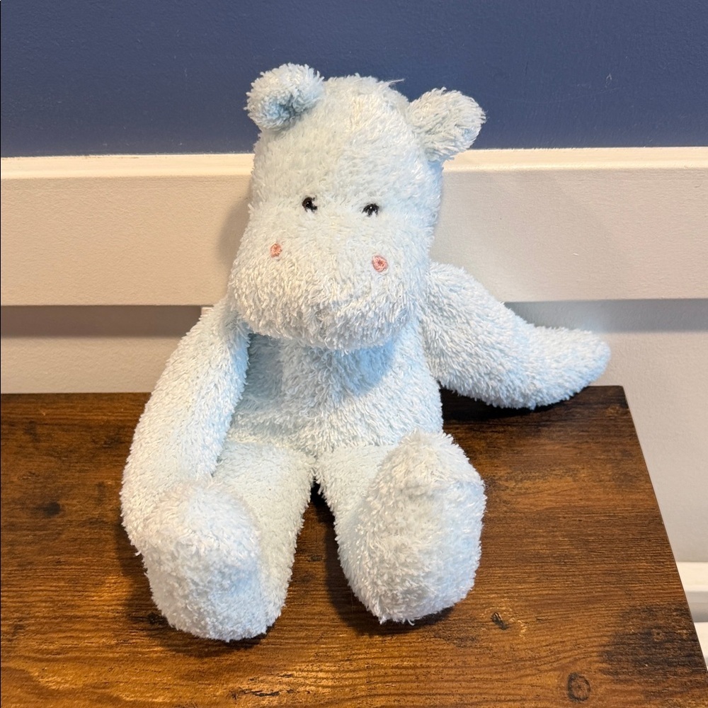 Uncle Beans Huggle Fluffs Hippo Plush Blue Boyds 12" Rattle Lovey Baby Infant